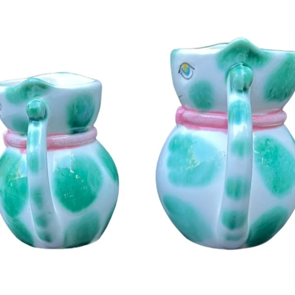 MCM Set of 2 Vintage Lipper Mann Anthropomorphic Cat Creamers
